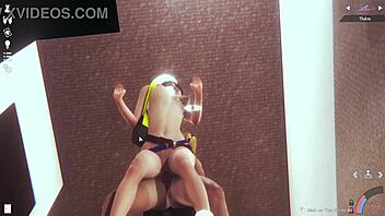 anime character playing from the back in a cartoon style