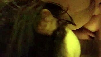 this dope whore is sucking that big black monster cock with her natural tits out