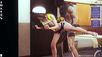 anime character playing from the back in a cartoon style