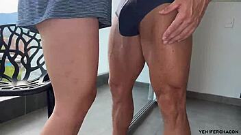 latina fitness babe deepthroats muscular cock