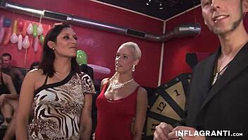 Blonde milf lesbians intensely fuck with monster cocks in groupsex