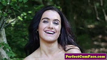 beautiful uk girl gets facial after blowjob