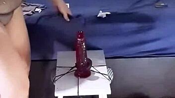 Exhibitionist ridin’ big red dildo 20x5 hard