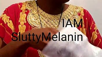 Ebony milf solo masturbation session