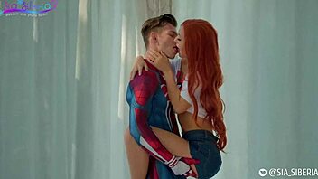 spider-man parody where sia siberia gets wild with big tits and monster cock at home