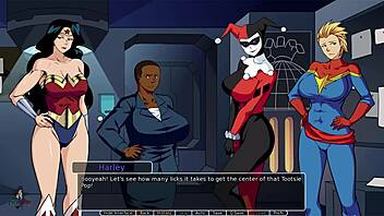Harley Quinn's insatiable appetite for pleasure in a cartoon fantasy