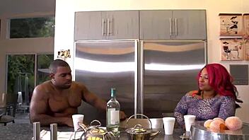 Two ebony girls with big tits go wild in a hot gangbang