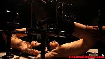 Femdom mistress exercises control over her submissive lesbians