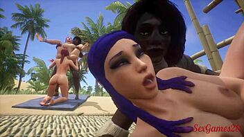 Lesbianas cachondas follan junto a sus amigas en la playa hasta montar una orgía lésbica