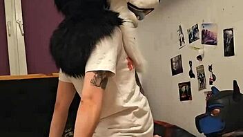 Femboy Husky Fursuiter Rides Boyfriend To Cumshot.