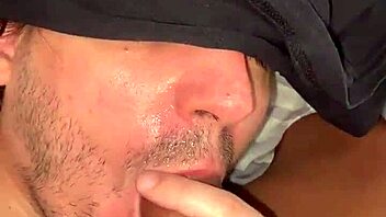 Gay amateur receives golden shower and oral creampie