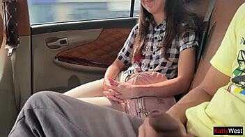 Public car blowjob: young girl's daring adventure