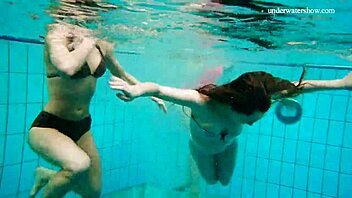 Avenna, Nina Mohnatka, and Marketa enjoy a relaxing swim in the pool together
