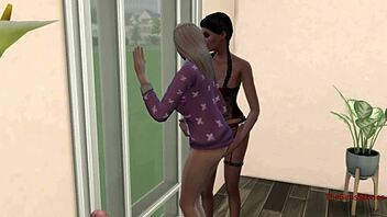 Straight Sims 4 girl lured into lesbian scissoring