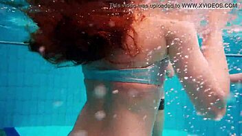 Avenna, Nina Mohnatka, and Marketa enjoy a relaxing swim in the pool together