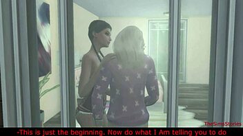 Straight Sims 4 girl lured into lesbian scissoring