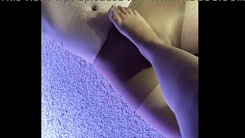 Making my husband wear my wet pantyhose while i give him a footjob