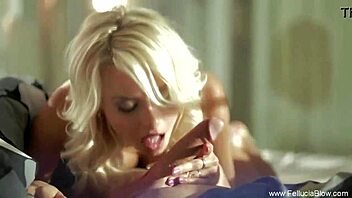 Cute blonde sweetheart passionately dreams of performing a sensual blowjob and handjob on his cock, ending with a facial cumshot