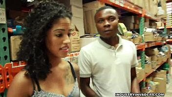 Spanish teen Maria deepthroats big black cock in public park.