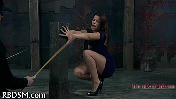 Bound European girl experiences intense pleasure with toy