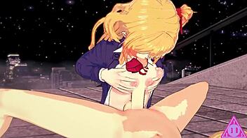 Oshi no Ko Hoshino Ruby hentai: petite girl has sex, blowjob, handjob, gets horny and cumshot in uncensored gameplay.