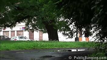 I got facial cum on my pretty face during street threesome.