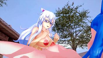 i watch this 3d hentai futa with big tits and glasses riding me