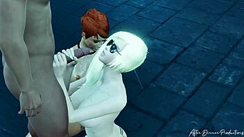 3dxchat gameplay: A wild threesome with assfucking and blowjobs
