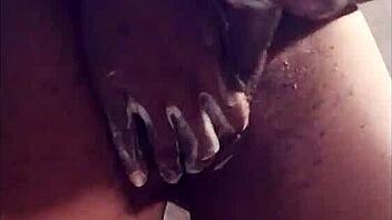 that big black cock keeps cumming twice, spitting on her wet pussy while she masturbates and slaps it