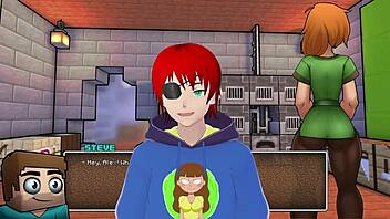 intriguing contrast in giving our girl a golden bikini in hornycraft parody