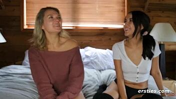Blonde bombshells Caireen and Mirah indulge in steamy shower play