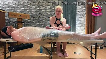 British couple explores femdom domination with bondage and edging