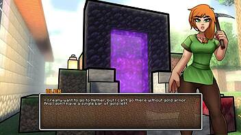 intriguing contrast in giving our girl a golden bikini in hornycraft parody