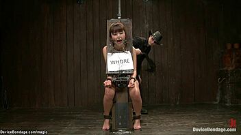 Bunden japansk hora får fitta retad hårt