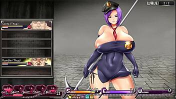 Hentai game features Karryn's provocative striptease and tit flashing
