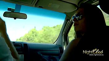 Young teen engages in sexy outdoor nightclub activities with intense actions