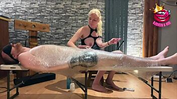 British couple explores femdom domination with bondage and edging