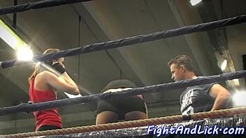 faketit lesbian wrestles with babe