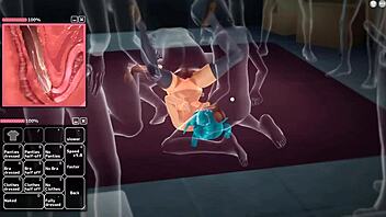 omg, blue-haired teen with huge boobs gangbanged so hardd...