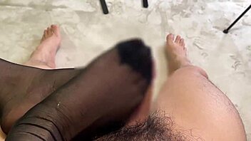 chinese ol in dress gives hot footjob with stockings! 🦶