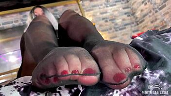 Close-up of feet in face and toes in nylon