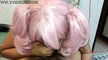 Deepthroat and titjob from cute girlfriend Abril