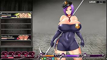 Hentai game features Karryn's provocative striptease and tit flashing