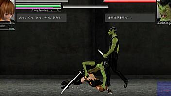 Aya engages in intimate encounter with extraterrestrial males in the Blade Hentai Game's newest installment