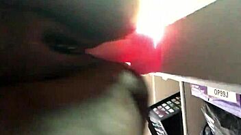 fat ebony pussy drips from squirting dildo