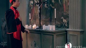 Man, church guy jerking off in cathedral!