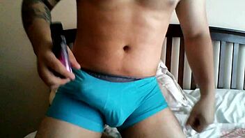 Teen rips clothes and plays with hard cock on cam 😏