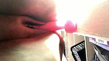 fat ebony pussy drips from squirting dildo