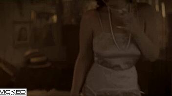 Het nätstrumpstjej borrad hårt i retro 1920-scen.