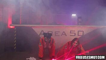 nosy teen 18+ grilled by mib agent in wild freeuse threesome action